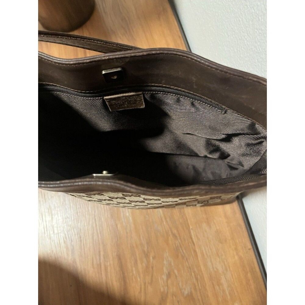 Auth Gucci Jackie GG Canvas Leather Beige Dark Brown One Shoulder Bag - Picture 8 of 10